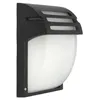 A black outdoor wall light with a white diffuser. Produktbild-Vorschau
