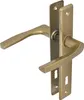 A pair of gold-colored door handles with escutcheons, shown against a white background. Anteprima dell’immagine prodotto
