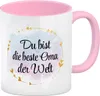 Du bist die beste Oma der Welt Kaffeebecher Rosa mit Produktbild-Vorschau 1