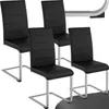 A set of four black dining chairs with chrome cantilever bases. Produktbild-Vorschau