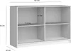 A 3D rendering of a white sideboard with dimensions indicated. Náhľad obrázku produktu