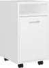 A white mobile filing cabinet with one drawer and an open shelf on top, shown from a three-quarter front angle on a white background. Náhľad obrázku produktu