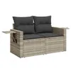 10-tlg. Garten-Sofagarnitur mit Kissen Hellgrau Poly Rattan Produktbild-Vorschau 6