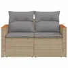 vidaXL Gartensofa mit Kissen 2-Sitzer Beige Poly Rattan Produktbild-Vorschau 4