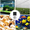 A collage of four images: an aquarium, a greenhouse, chicks, and a coral reef with fish, with a central image of a smart thermostat plug. Produktbild-Vorschau