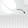 A close-up of a white trim piece with an arrow pointing to its placement on a wall. Produktbild-Vorschau