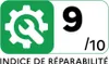 A graphic displaying a repairability index rating of 9/10, with icons and text. Voir les images du produit