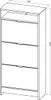 A line drawing of a shoe cabinet with dimensions indicated. Náhľad obrázku produktu