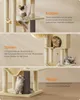 A multi-panel image showcasing a cat tree with different features highlighted by text. Produktbild-Vorschau