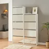 A hallway or entryway with a shoe cabinet and a bench. Produktbild-Vorschau