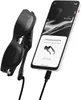 A pair of AR glasses is shown connected to a smartphone via a cable. The smartphone displays a connection status screen. Anteprima dell’immagine prodotto