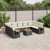 Design 10-tlg. Garten-Sofagarnitur mit Kissen Schwarz Poly Produktbild-Vorschau 1