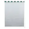 A roller blind with a green and white striped pattern at the top, hanging against a white background. Voir les images du produit