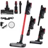 A collection of vacuum cleaner parts and accessories, including a main unit, various attachments, a charger, and a filter, arranged against a white background. Voir les images du produit