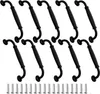 A collection of black cabinet handles and screws arranged on a white background. Produktbild-Vorschau