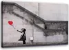A street art mural of a girl releasing a red heart-shaped balloon, with text that says 'THERE IS ALWAYS HOPE'. The mural is on a stone wall next to a staircase. Podgląd zdjęcia produktu