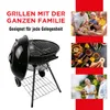 A collage of images related to grilling, featuring a charcoal grill, food, and people enjoying a barbecue. Produktbild-Vorschau