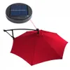 A red patio umbrella with a solar panel attached to its pole. Voir les images du produit