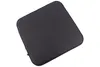 A black square cushion with rounded corners is shown against a white background. Produktbild-Vorschau