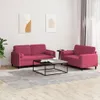 vidaXL 2-tlg. Sofagarnitur mit Kissen Weinrot Samt Produktbild-Vorschau 2