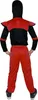 A child wearing a red and black ninja costume, viewed from the back. Produktbild-Vorschau