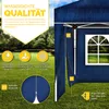 A blue pop-up gazebo with promotional text and icons highlighting its features. Anteprima dell’immagine prodotto