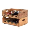 A wooden wine rack filled with wine bottles, shown against a white background. Produktbild-Vorschau