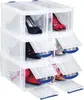 A stack of transparent shoe storage boxes, each containing a pair of shoes. Náhled obrázku produktu