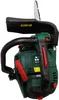 A side view of a green and black chainsaw with red accents. Produktbild-Vorschau
