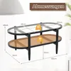 Tavolino COSTWAY, tavolino con piano in vetro e ripiano in Anteprima dell’immagine prodotto 3