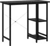 A black computer desk with shelves on a white background. Podgląd zdjęcia produktu