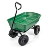 A green garden cart with black handle and wheels, shown on a white background. Podgląd zdjęcia produktu
