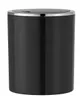 A black trash can with a silver rim and lid, shown against a white background. Podgląd zdjęcia produktu