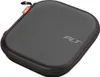 A black carrying case for headphones, with a small orange tag with the PLT logo on the top left corner. The PLT logo is also visible on the case itself. Voir les images du produit