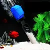 An aquarium with a blue and clear automatic mud vacuum cleaner, two red fish, and green artificial plants. Náhled obrázku produktu