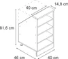 A technical drawing of a kitchen cabinet with dimensions indicated. Náhled obrázku produktu