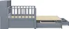 A side view of a gray wooden bed frame with drawers underneath. Náhled obrázku produktu