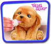 A plush toy puppy being fed from a bottle, with "Glug, Glug!" text. Produktbild-Vorschau