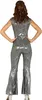 A woman is shown from the back wearing a silver, sparkly jumpsuit. Produktbild-Vorschau