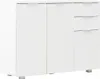 A white sideboard with two doors on the left and three drawers on the right, set against a plain white background. Náhled obrázku produktu