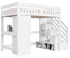Hochbett 140x200 cm Weiß aus  Kiefernholz, Sperrholz, MDF Produktbild-Vorschau 10