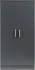 A front view of a closed, dark gray shoe cabinet with two doors and silver handles. Produktbild-Vorschau