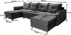 A diagram showing the dimensions of a gray U-shaped sofa. Produktbild-Vorschau