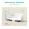 A cross-section diagram of a ceramic sink highlighting its material composition and dimensions. Produktbild-Vorschau