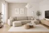 A modern living room with a large sectional sofa, coffee tables, and a TV. Produktbild-Vorschau