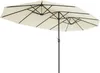 A cream-colored patio umbrella with a black frame is shown against a white background. Náhled obrázku produktu