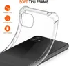 A clear phone case is shown on top of a black smartphone. Produktbild-Vorschau