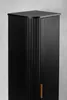 A close-up, studio shot of a tall, black cabinet with a fluted design and a single brown handle. Produktbild-Vorschau