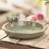 Vogeltränke "Oliv" aus Terracotta, grün glasiert, Vogelbad, Produktbild-Vorschau 1