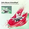 A close-up shot of blender blades in action, with red juice splashing around them, set against a gradient background. Produktbild-Vorschau